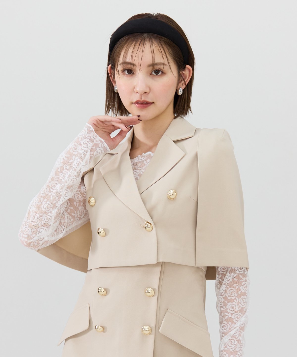 REDYAZEL｜【セットアップ可能】ケープデザインショートジャケット