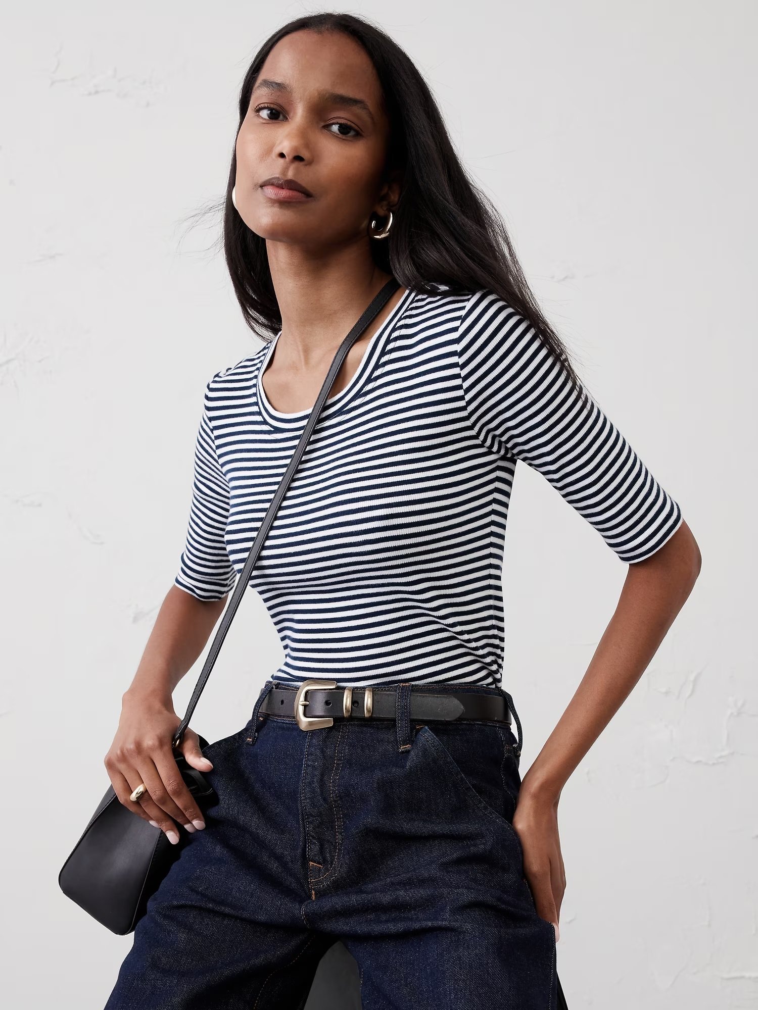 90's BANANA REPUBLIC ボーダー ロンT 無地 Tシャツ 長袖Tシャツ