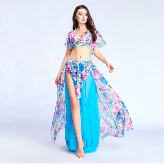 楽天市場】格安ベリーダンスセット衣装 シフォンプリント花柄チョリ