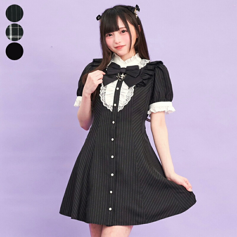 楽天市場】アクセサリーリボン半袖レースフリルワンピース4/19 12:00