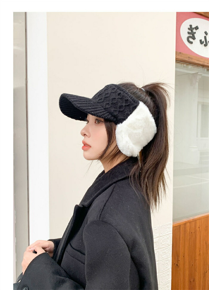 楽天市場】耳当て付き ニットサンバイザー レディース ニット帽 ゴルフ