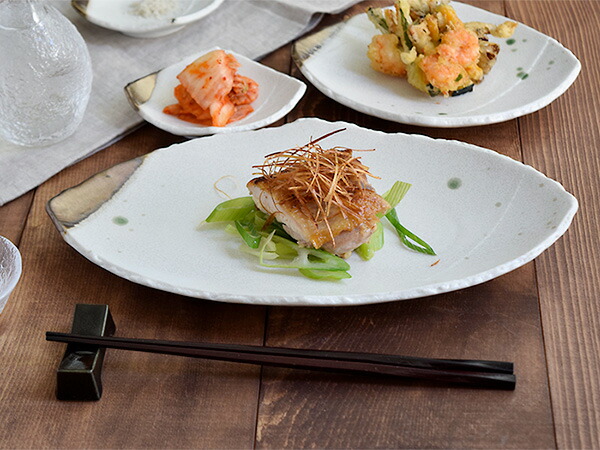 楽天市場】和食器 長皿 変形菱型 金彩おりべ お皿 プレート サンマ皿