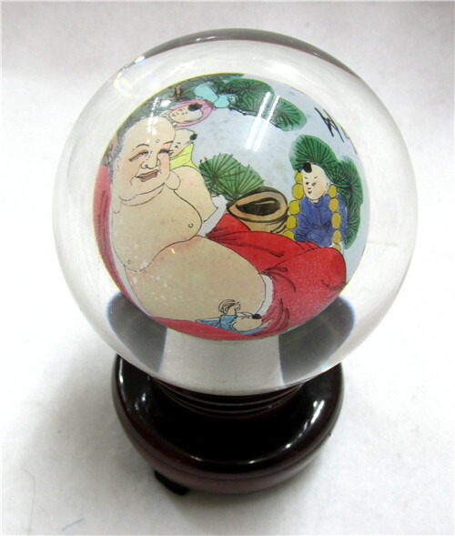 楽天市場】水晶玉内面繪画置物 中国工芸品 インテリア小物 新築 飾り物