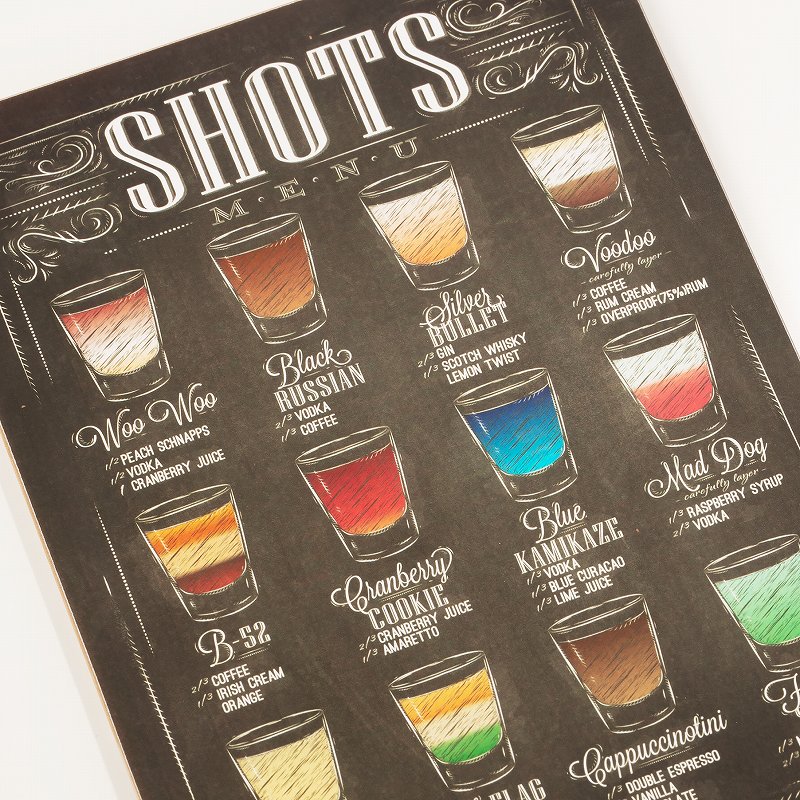 楽天市場】アートパネル 木 木製看板40 カクテル メニュー sh ポスター