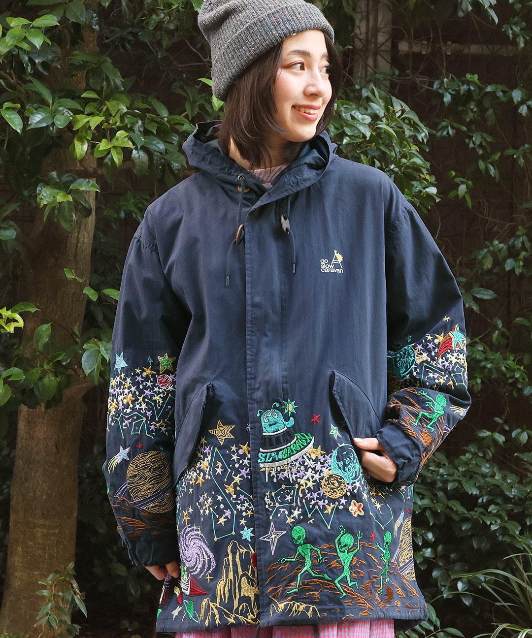 go slow caravan 刺繍モッズコート カーキ Lサイズ 宇宙 楽天市場】go