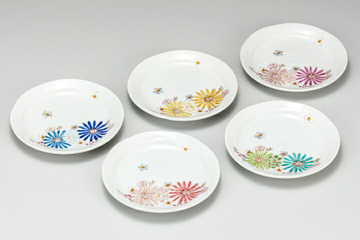 楽天市場】九谷焼 5.5号皿揃 華 / 色絵 遊 ＜送料無料 和食器 皿 中皿