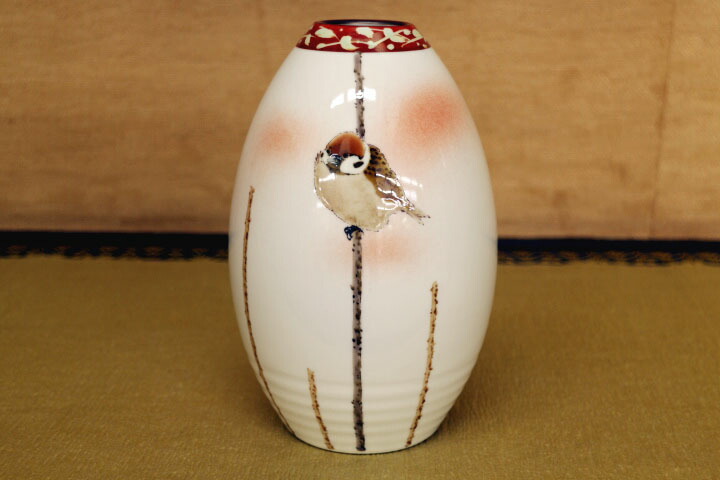 楽天市場】九谷焼 花器（砲弾型小）雀図 中村陶志人 送料無料 花器