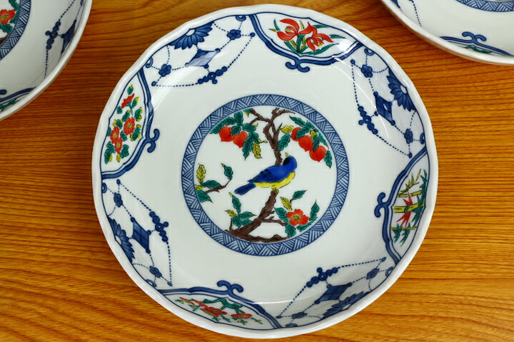楽天市場】九谷焼 6号皿揃 染付瓔珞紋花鳥/青郊窯＜送料無料＞和食器