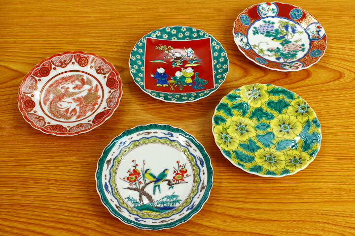 楽天市場】九谷焼 4号皿揃 時代画風/青郊窯＜送料無料＞和食器 皿 人気