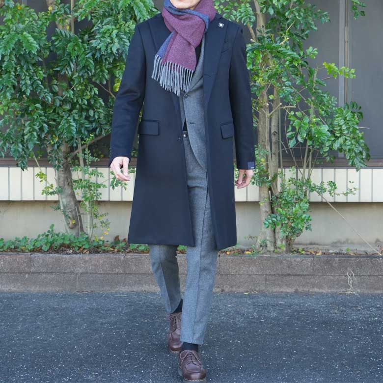 LARDINI チェスターコート ネイビー/サイズ42