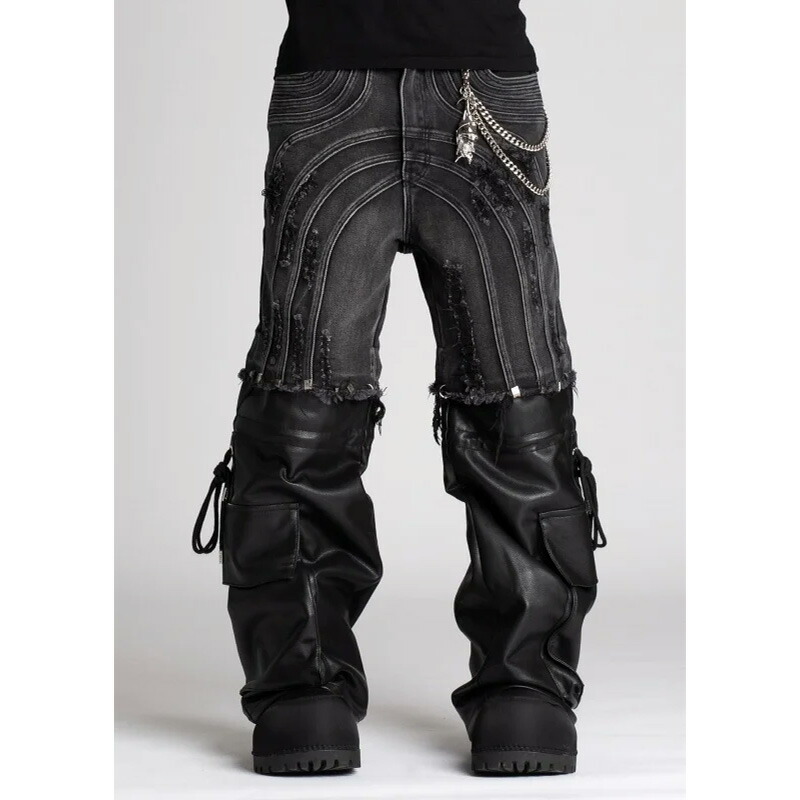 GUAPI GUAPI ブラックパンツ 34 グアピ レザー フレアパンツ34 GUAPI