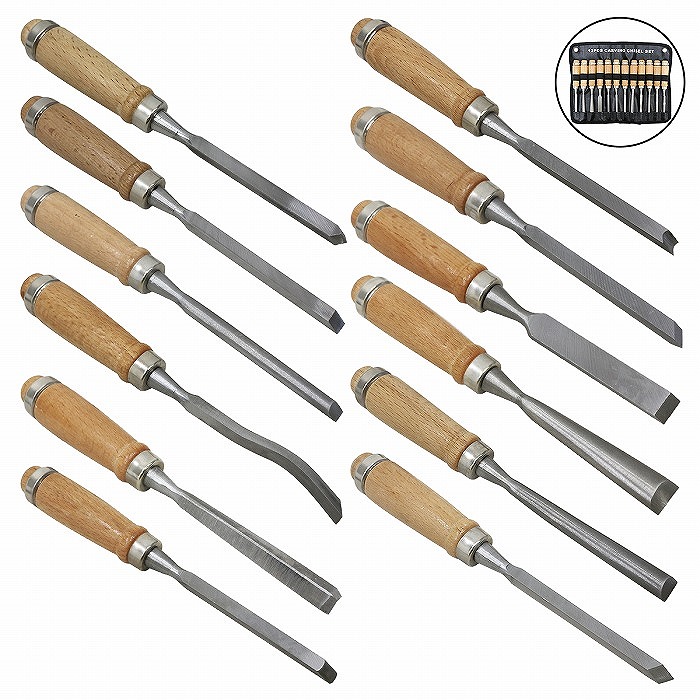 楽天市場】【彫刻刀 12本セット】鑿 ノミ 木工 木彫り 木像 木槌 彫刻