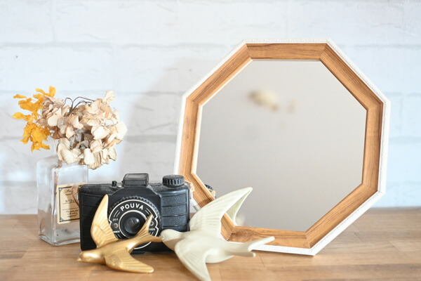 楽天市場】八角形型のおしゃれな壁掛け・卓上兼用ミラー『ナチュラル