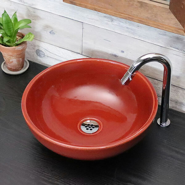 楽天市場】【ポイント10倍】赤鉄色手洗い鉢 陶器洗面 信楽焼 洗面