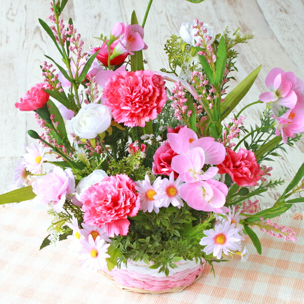 楽天市場】造花 ピンク色のデージーの風水のフラワーアレンジ 北