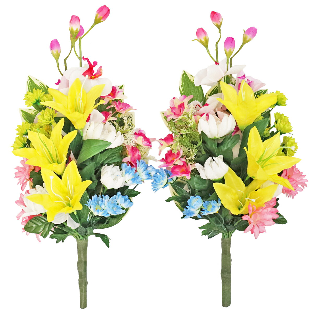 楽天市場】仏花 造花 お墓 胡蝶蘭とユリの花束 一対 リリー ゆり ユリ