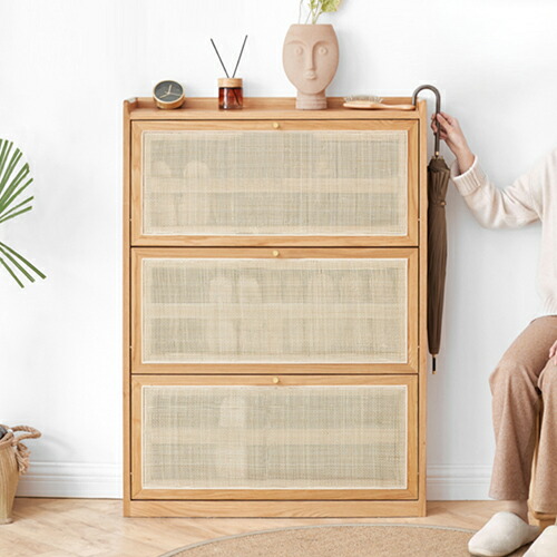 楽天市場】【YESWOOD 公式】【在庫処分】下駄箱 幅68cm ラタン 藤