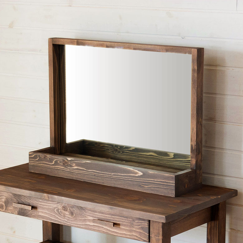 楽天市場】ミラー 鏡 立て掛け 収納付き 木製フレーム 幅60cm 鏡台