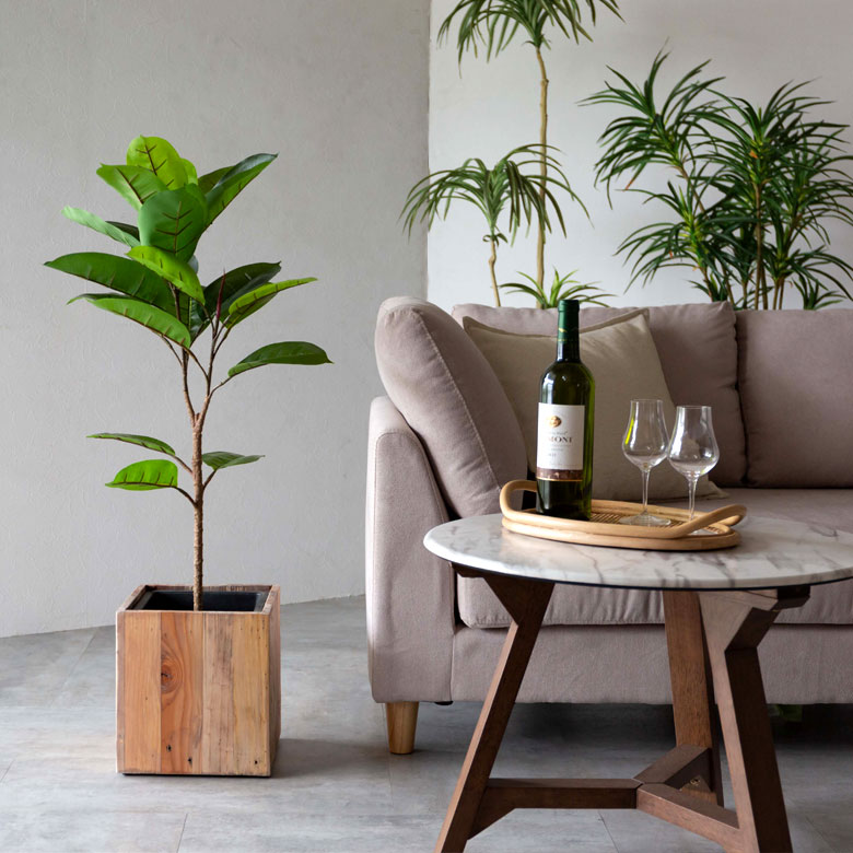 楽天市場】フェイクグリーン ゴムの木 高さ 95cm 鉢付き 観葉植物