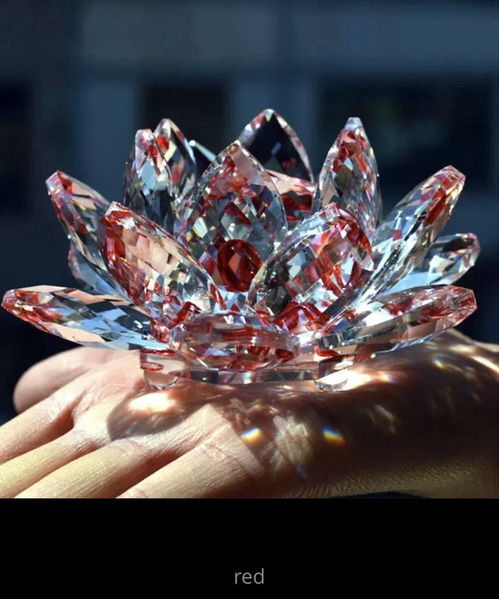 楽天市場】カラー多数 80mm 水晶 蓮の華 ガラス 蓮子 花 工芸 文鎮