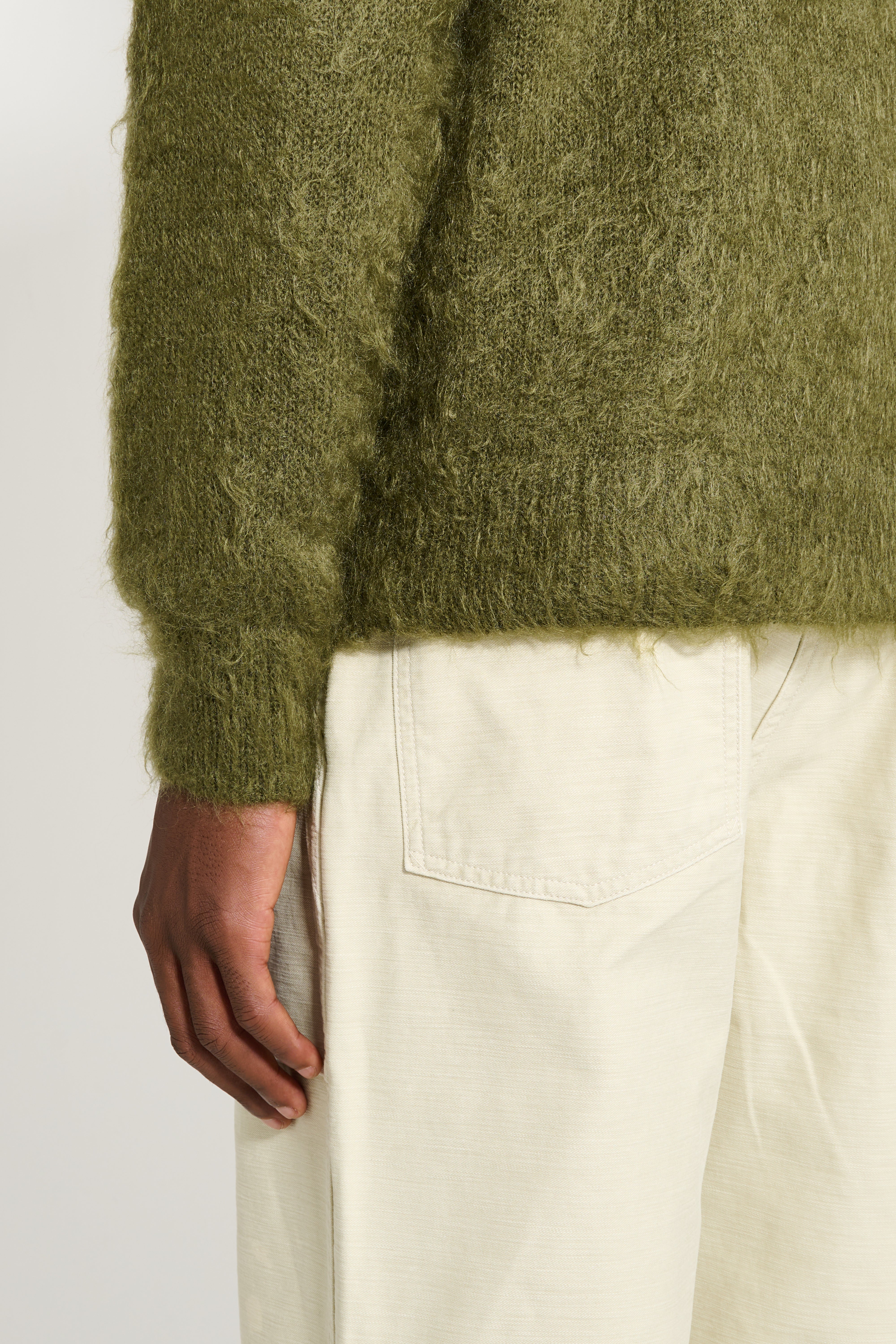 Auralee Brushed Super Kid Mohair Knit Polo Olive – Très Bien