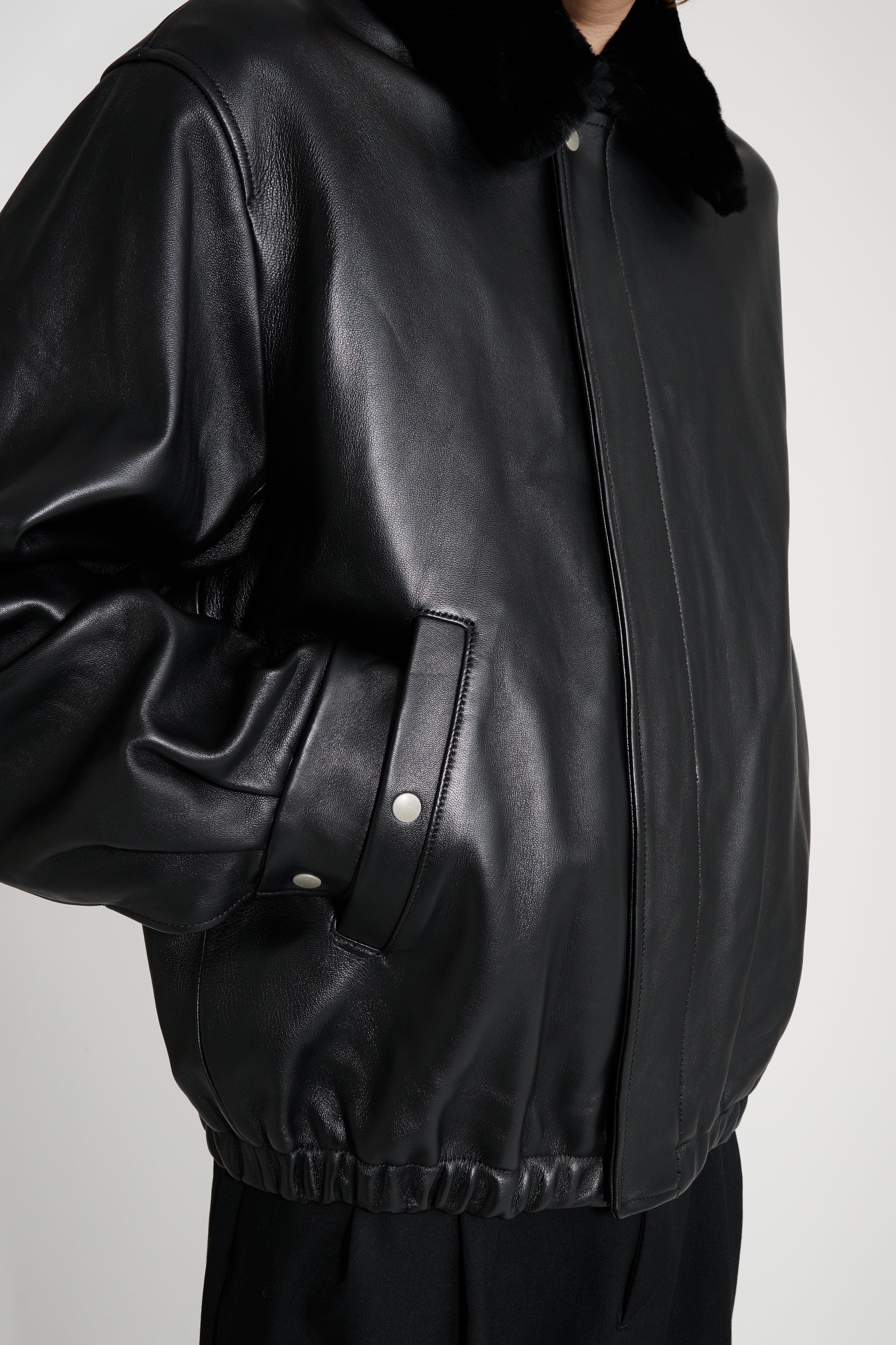 ssstein Mouton Collar Sheep Leather Zip Jacket Black – Très Bien