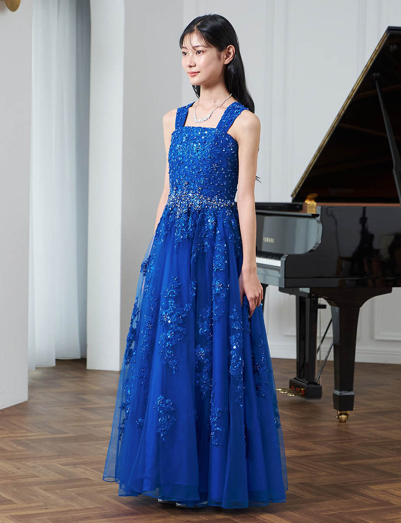 小中学校正 コンクールドレス・発表会ドレスにお薦めブルーロング