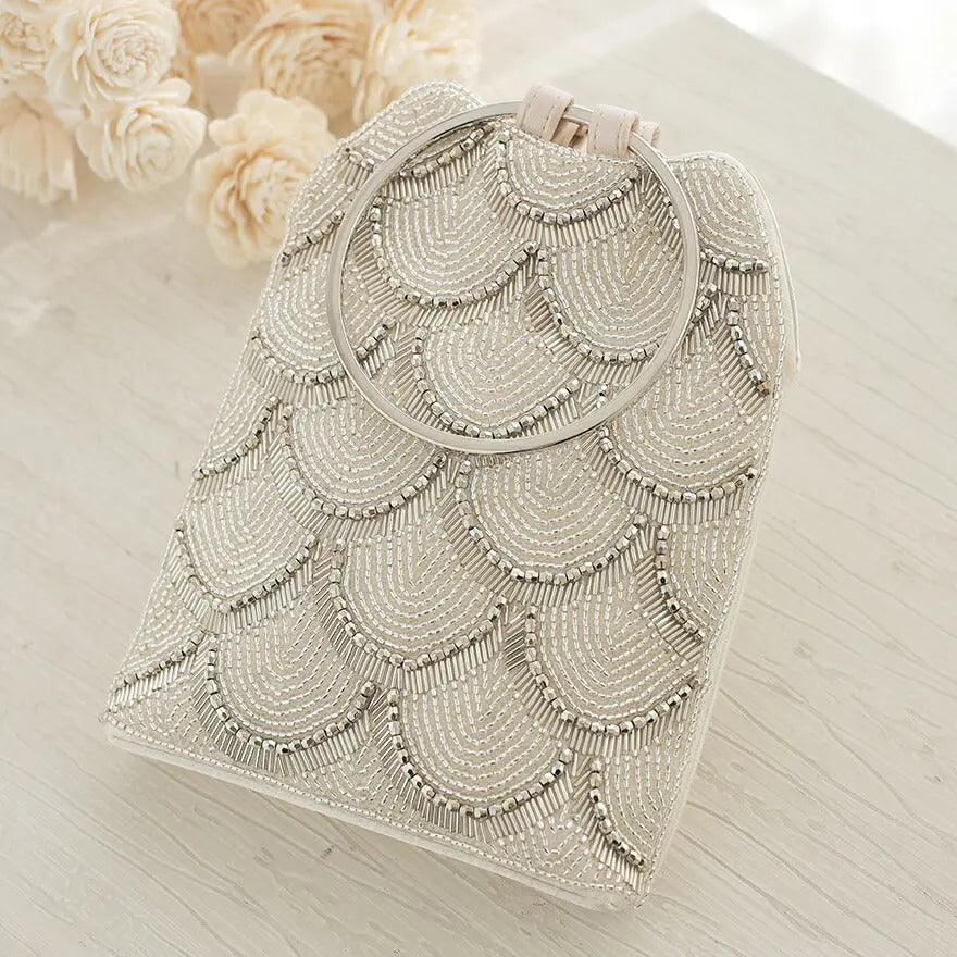 ビーズ刺繍ハンドルパーティーバッグ 結婚式 バッグ パーティーバッグ