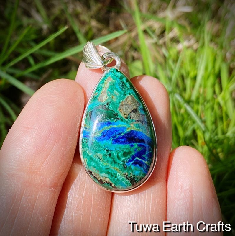 地球色🌏✨高品質アズライトinマラカイト ペンダントトップ アズロ