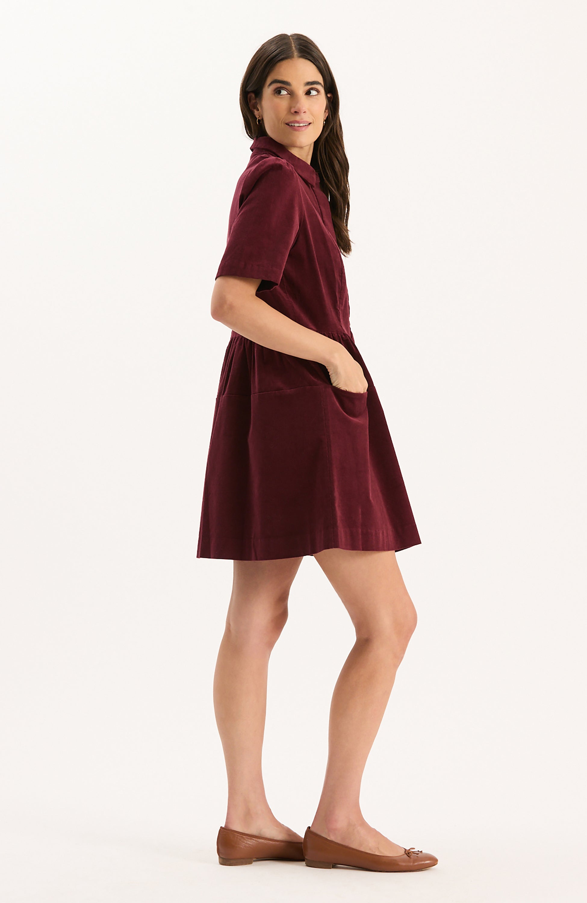 Mitzi Pinwale Corduroy Dress - Tawny Port – tyler böe