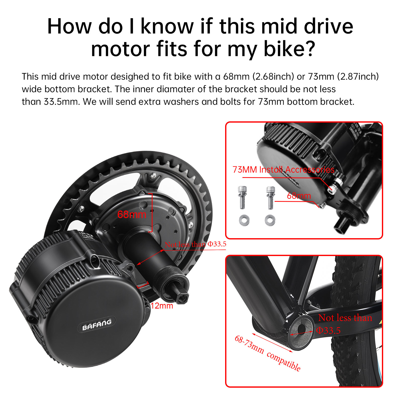 BAFANG BBS02B 48V 500W M315 CAN Bus Mid Drive Motor Electric