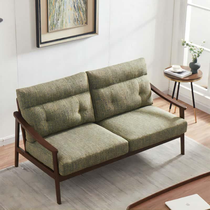 木肘ソファ 3人掛け ファブリック エレガント 肘付き おしゃれ