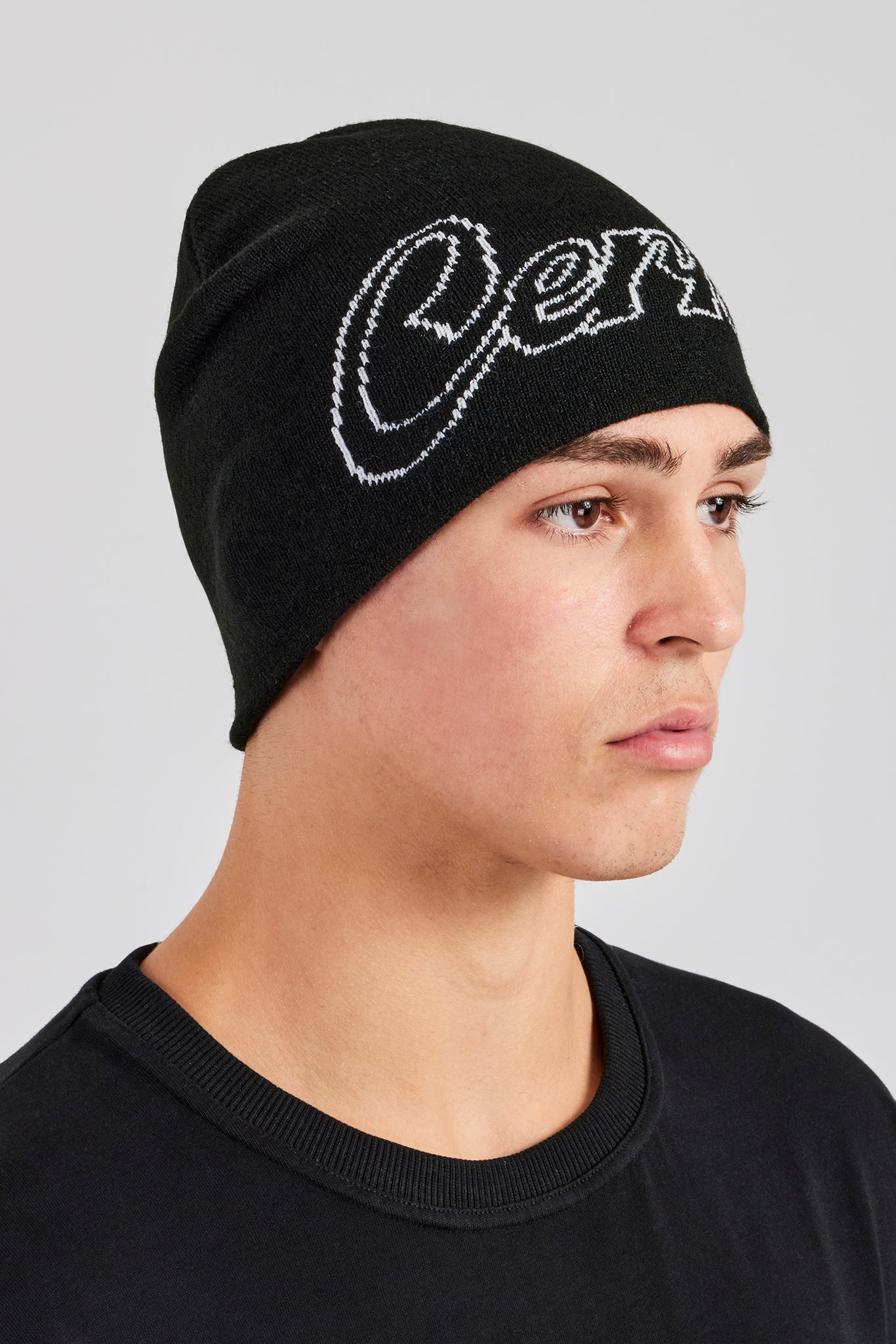 Cernucci Intarsia Beanie Hat - Black | Mens Accessories | Shop