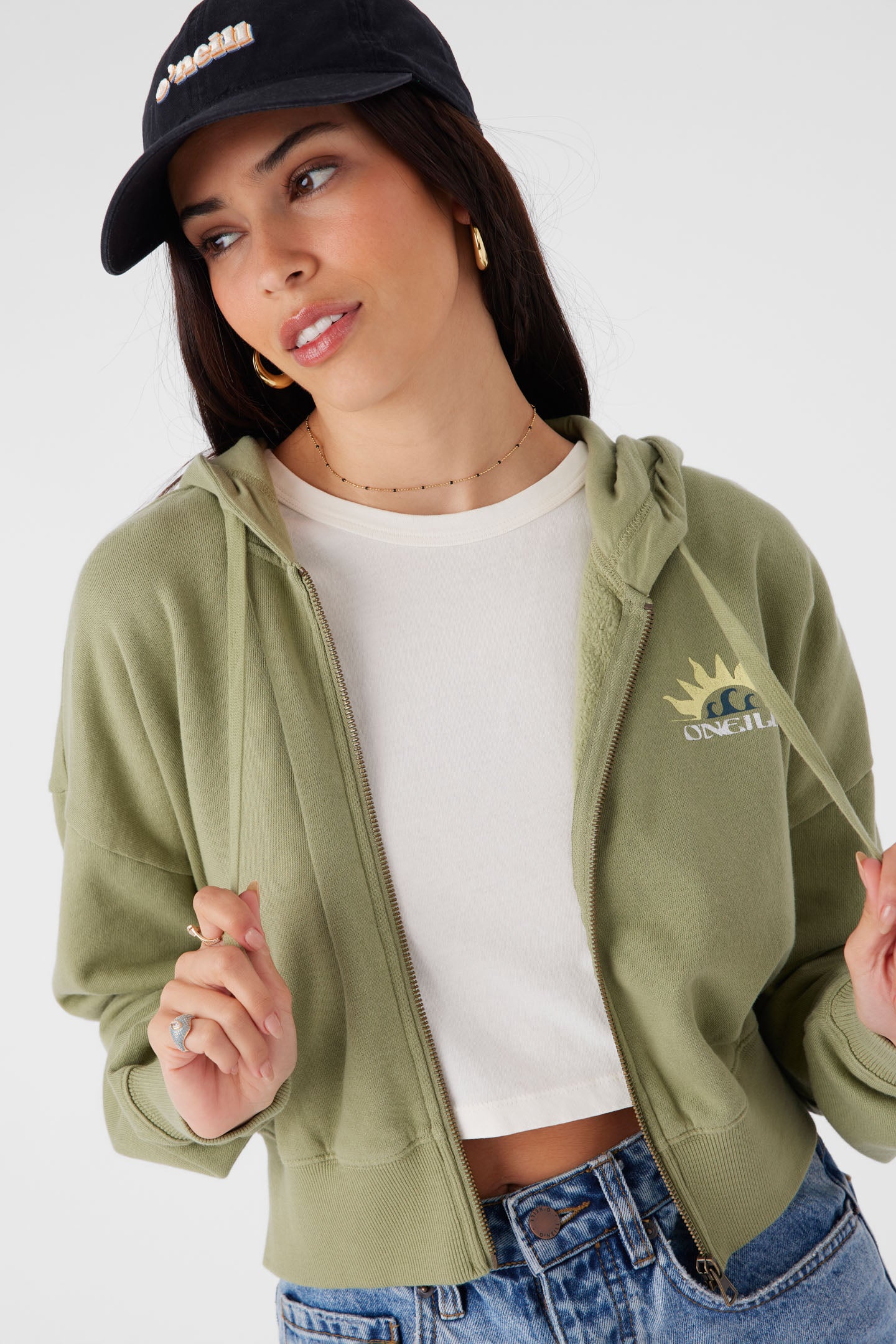 Darcie Zip Hoody Zip Fleece - Oil Green | O'Neill