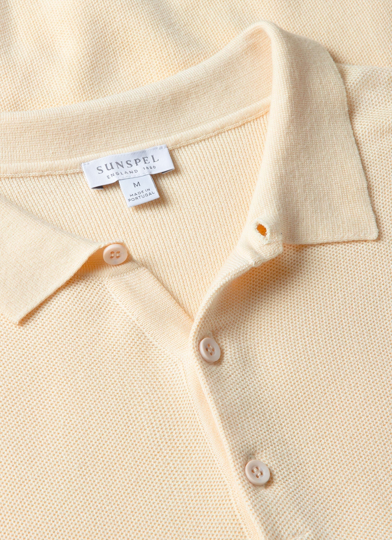 Men's Cotton Knit Polo Shirt in Ecru | Sunspel