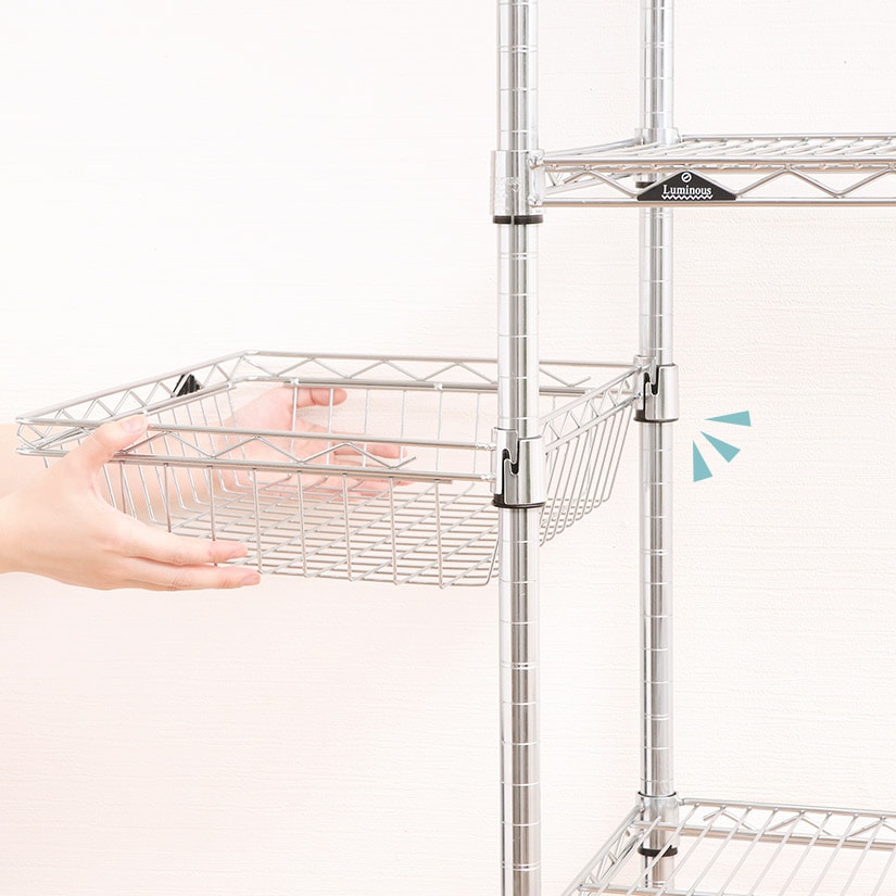 25mm]アディショナルシェルフ 後付け ハーフバスケット 幅 35.5×奥行