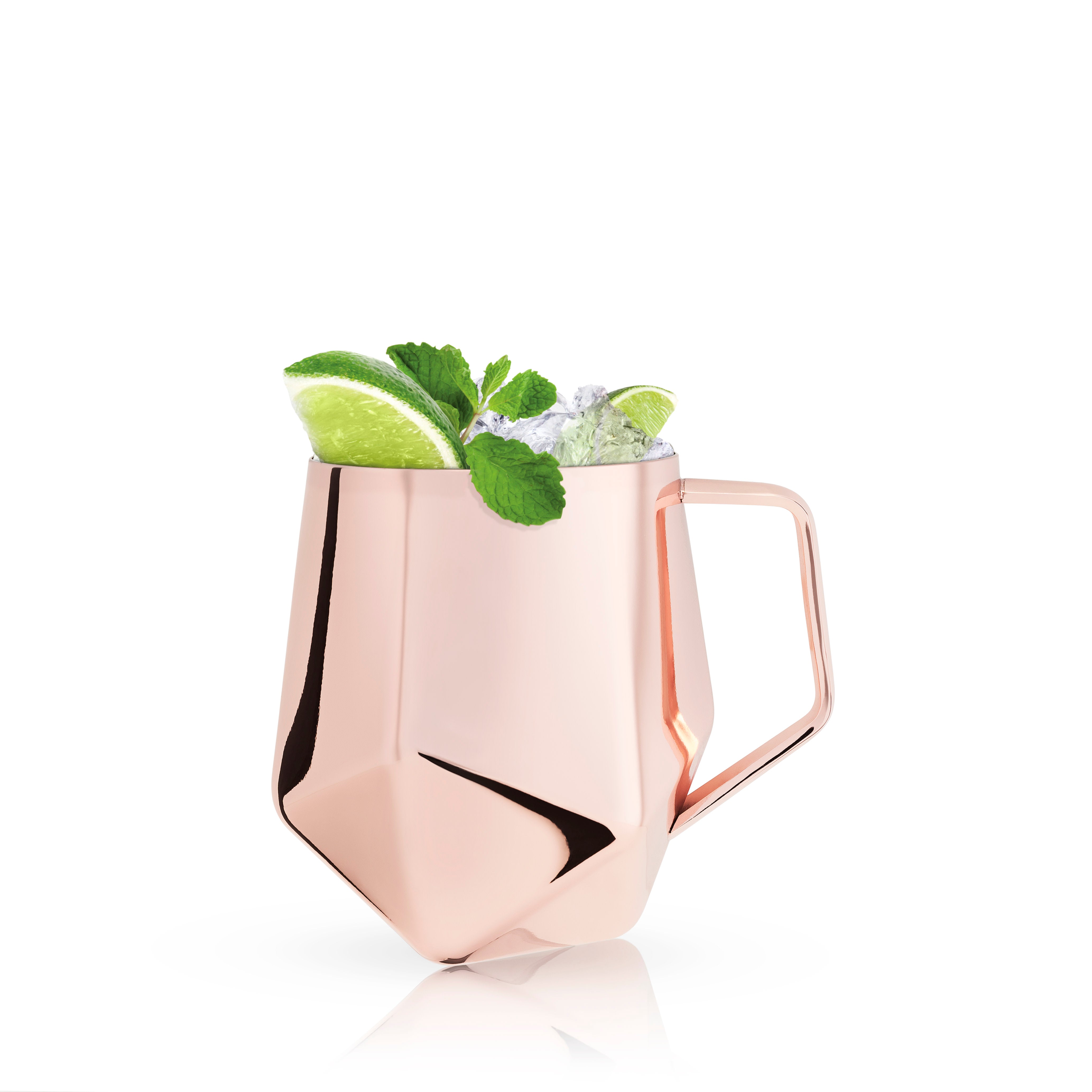 Viski Faceted Moscow Mule Mug, Copper Cocktail Glasses, Stainless