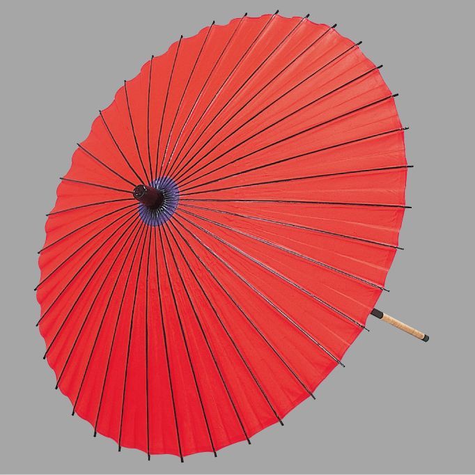 舞踊用小番傘蛇の目傘赤 和傘・野点傘専門店 恭雅】番傘 48本骨 ビニル