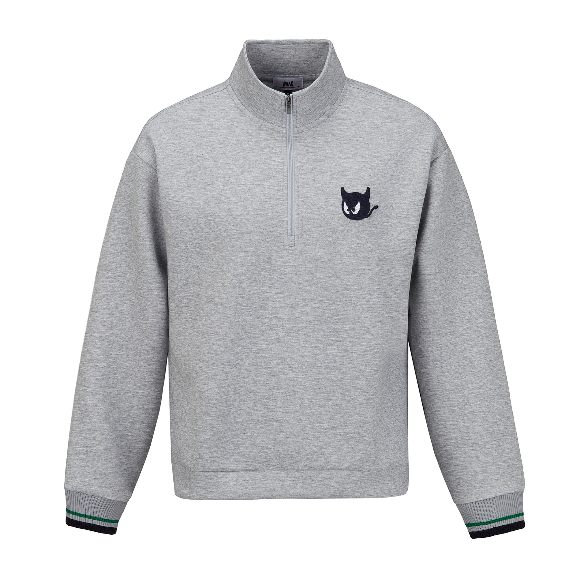 新品WAACゴルフメンズニットLサイズ黒 MEN シーズナルニットプルオーバー ダークグリーン