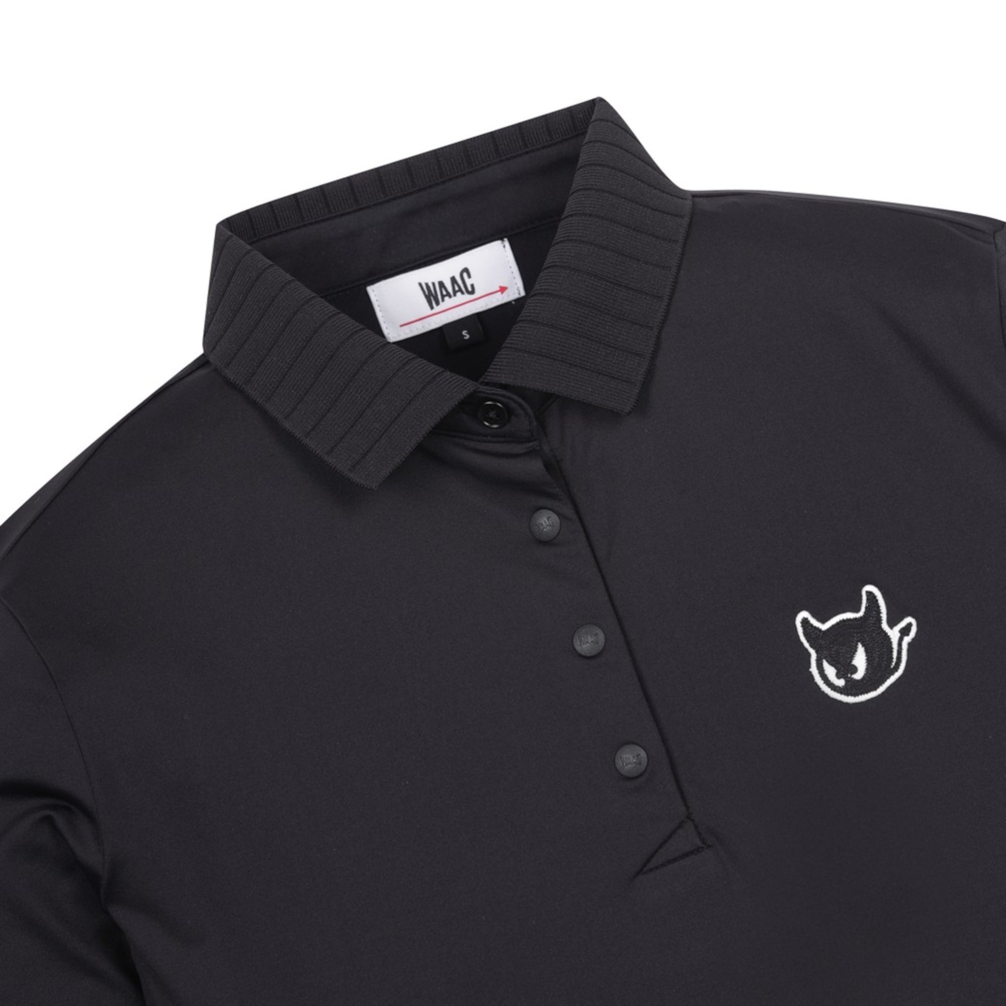 WOMEN ESSENTIAL長袖ポロシャツ ブラック