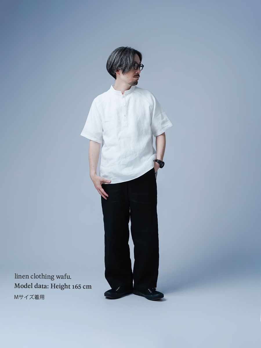 リネンシャツ】風が抜ける瞬間が気持ちいい！マオカラー ラグラン