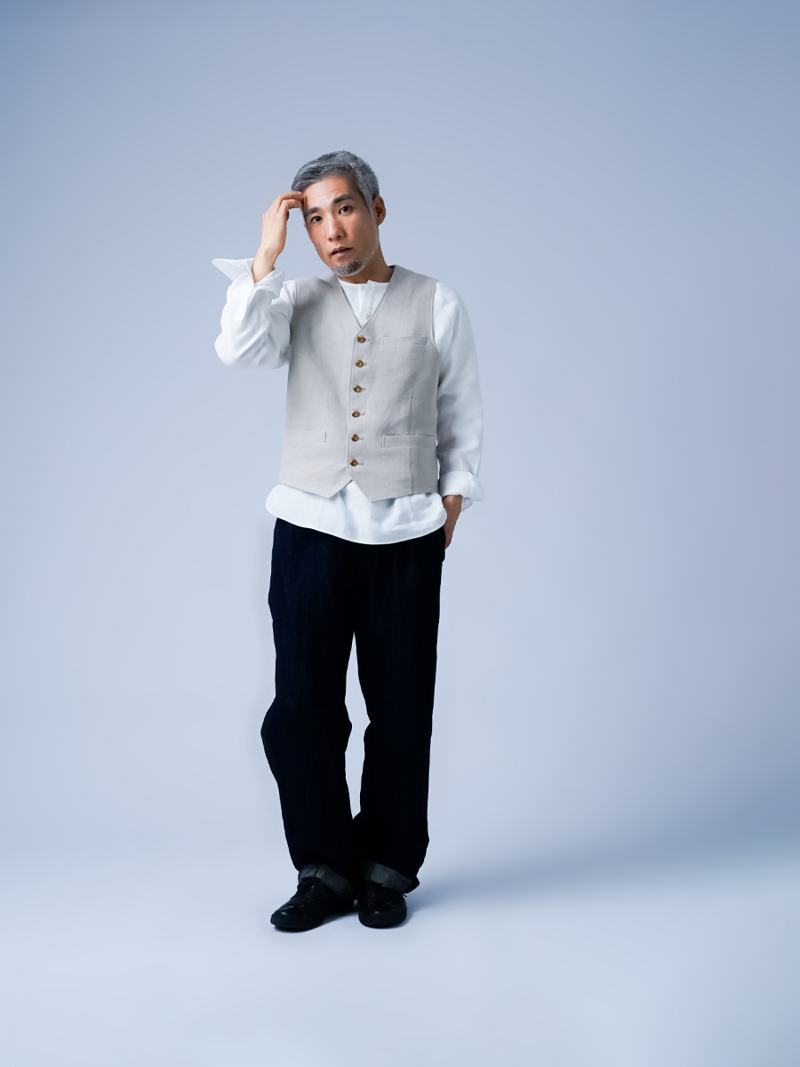 リネンベスト】洗練された極上の1着 ／ 亜麻ナチュラル h012v-amn3