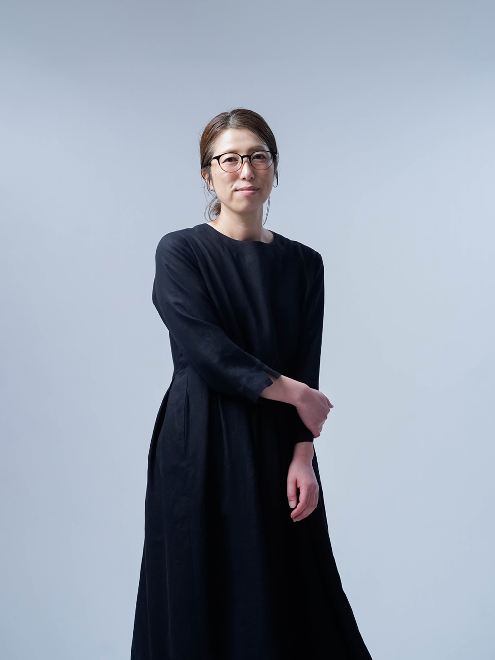 リネンワンピース】wafu 鍵盤タックドレス / 黒色(くろいろ) a013o-bck1