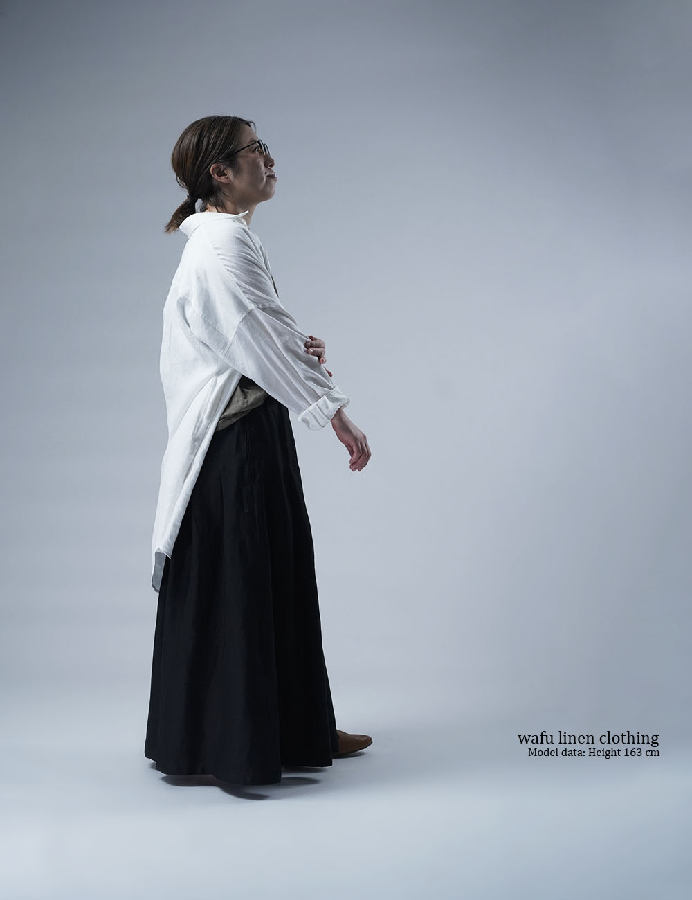 リネンパンツ】袴(はかま)パンツ /黒 b002k-bck1