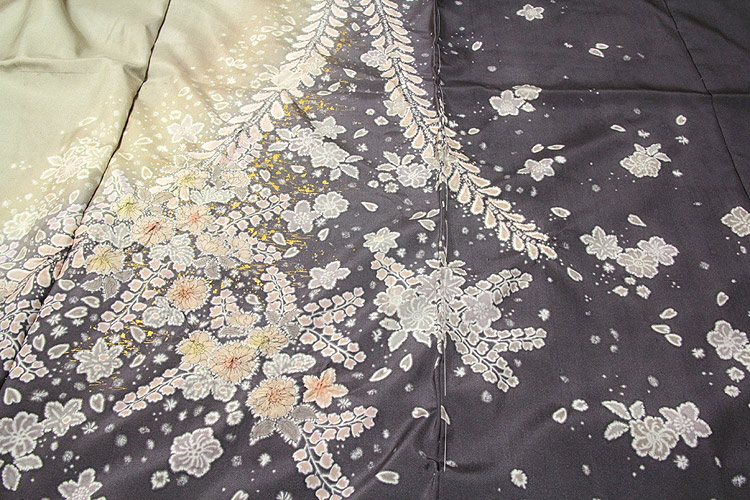 京友禅 「吉乃一廉の世界」 絞り辻が花染め 紬地 染め分けボカシ 訪問着