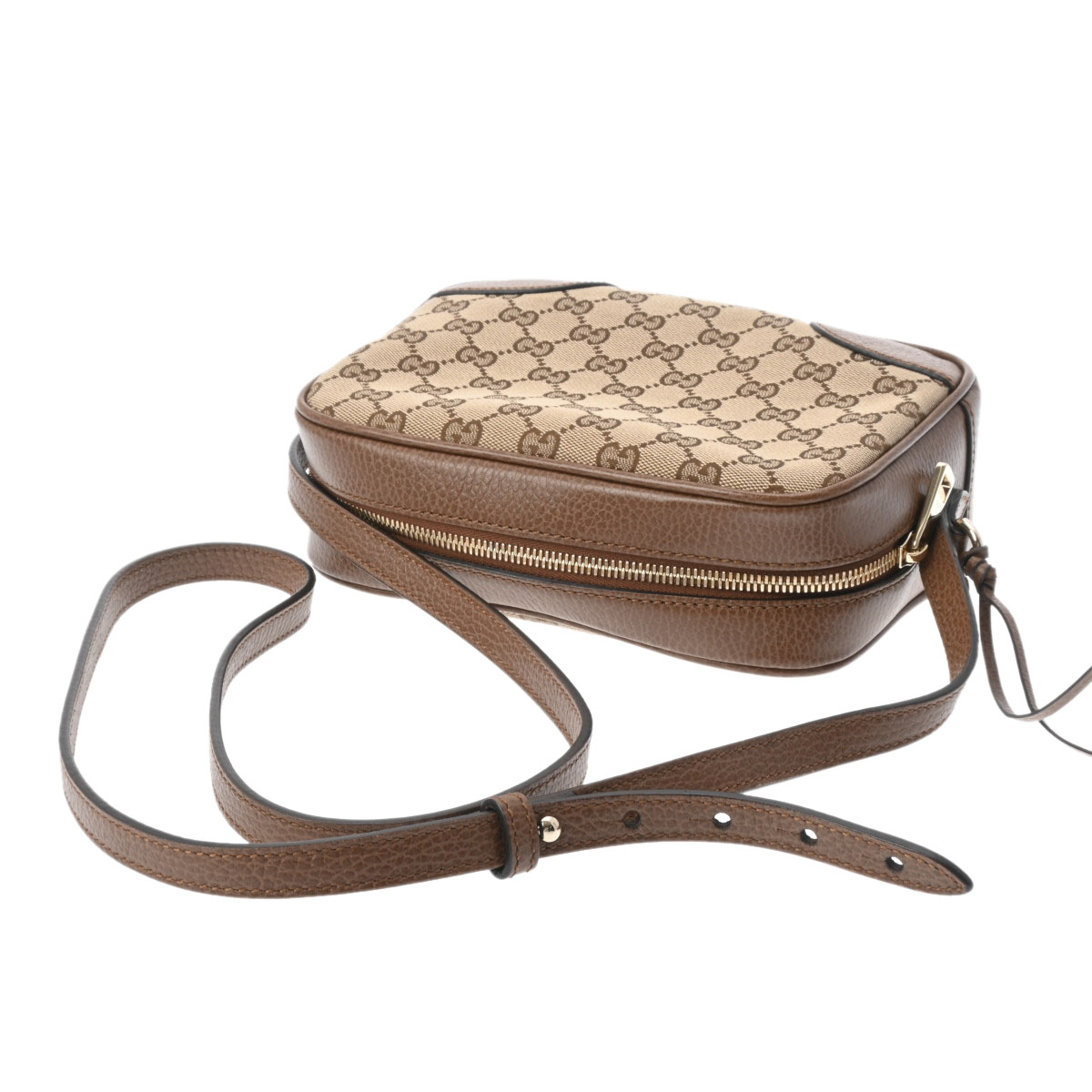 GUCCI GGロゴ ショルダーバッグ ベージュ/ブラウン キャンバス/レザー