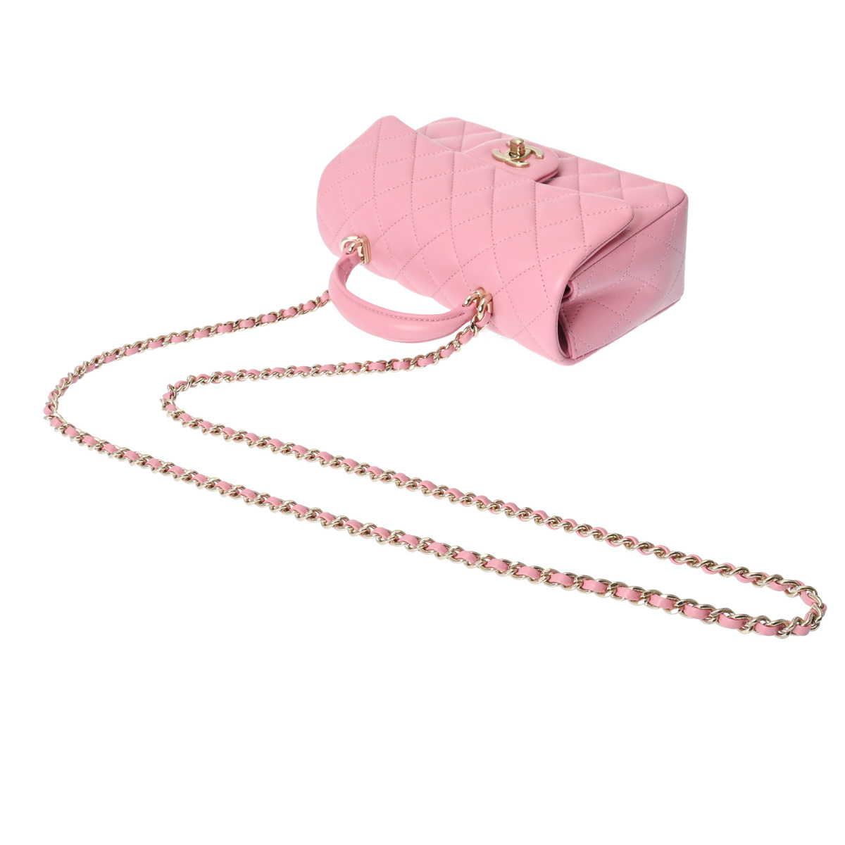 シャネル マトラッセ トップハンドル ミニ クラシック 2WAY ピンク