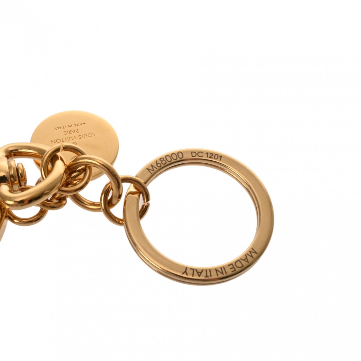 ルイ ヴィトン バッグチャーム LV サークル ゴールド M68000 メタル