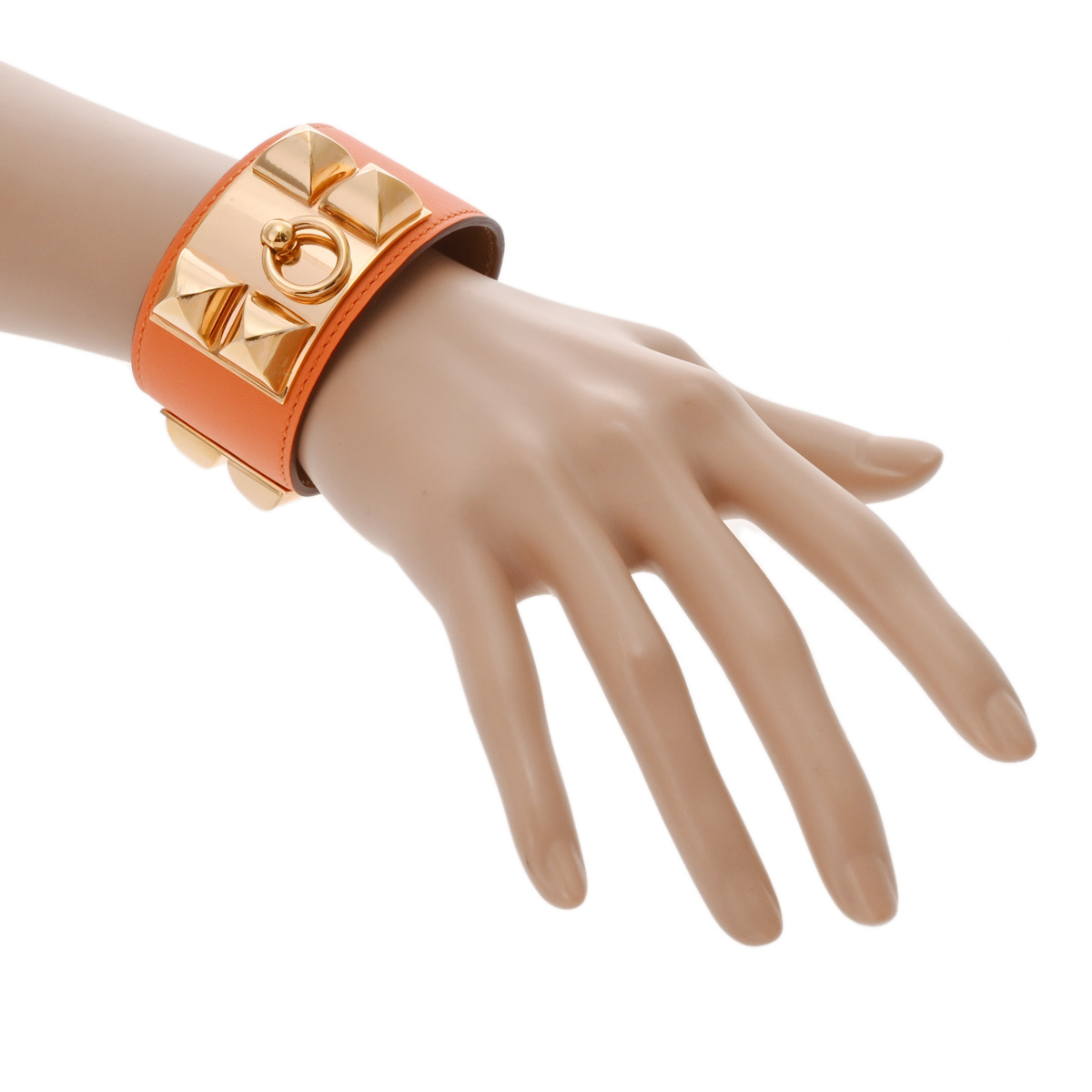 エルメス コリエドシアン バングル ＃T2 オレンジ/ゴールド金具 ヴォー