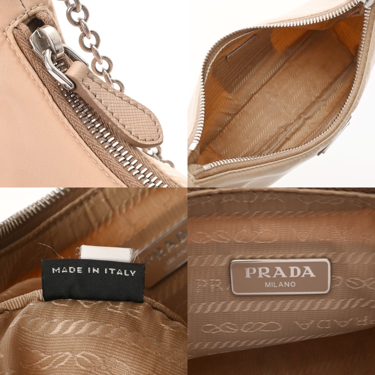 プラダ Re-Editionショルダーバッグ ベージュ/シルバー金具 1BH204